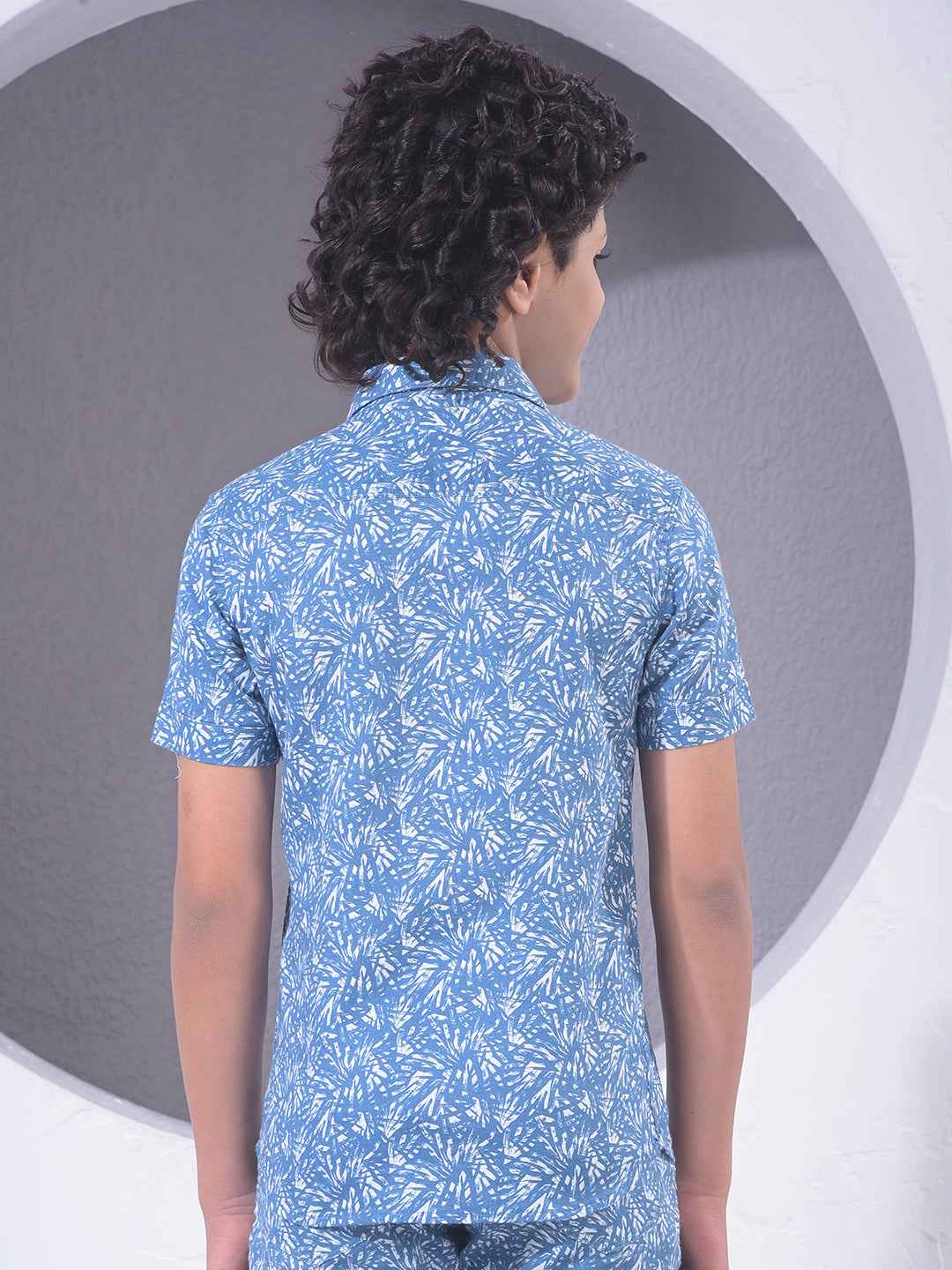 Blue Printed 100% Cotton Shirt