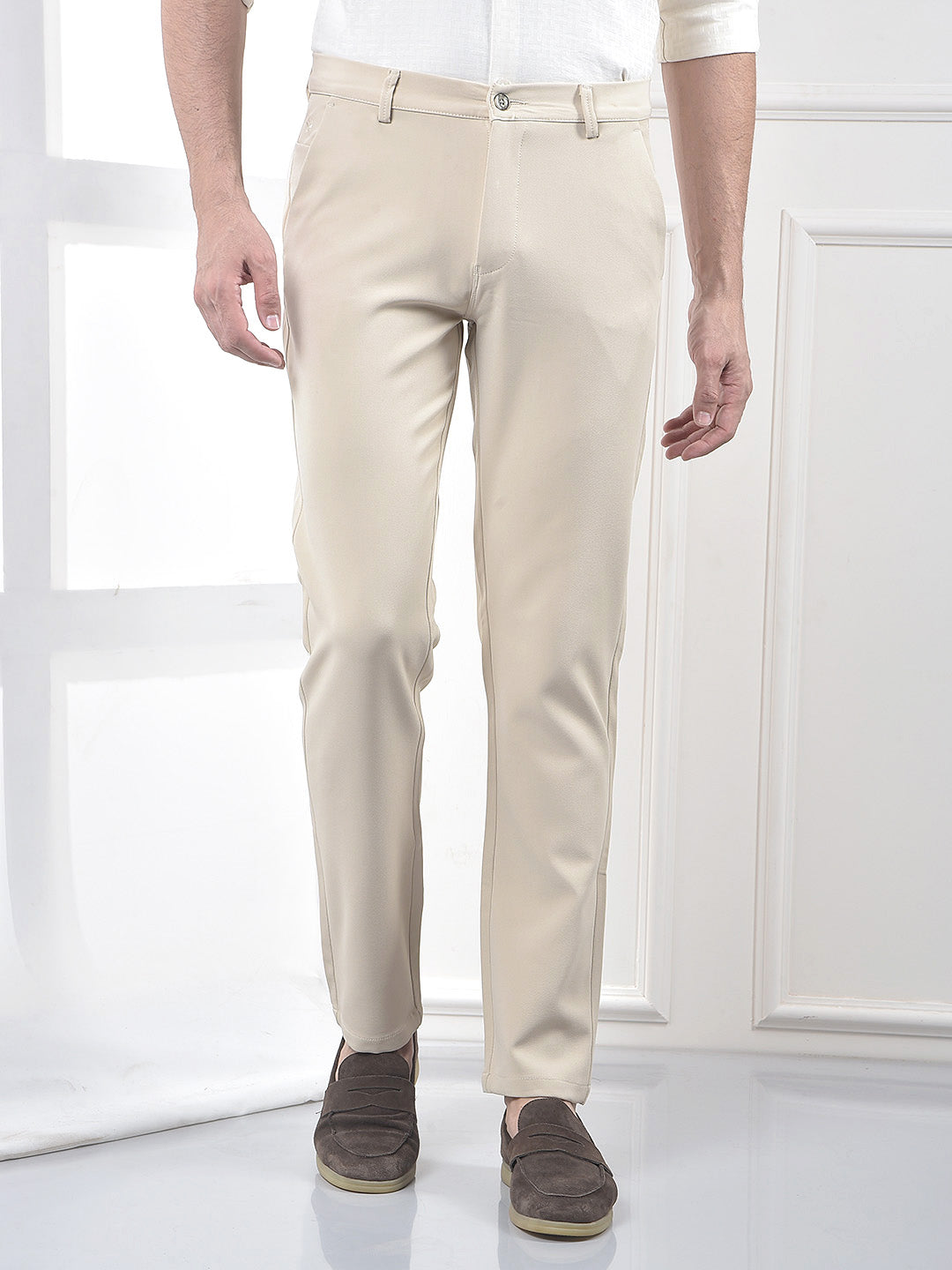 Beige Korean Fit Trousers