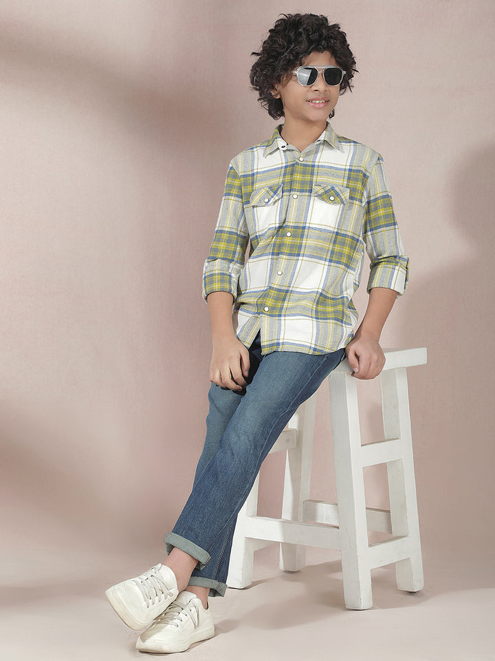 Yellow Checked 100% Cotton Shirt