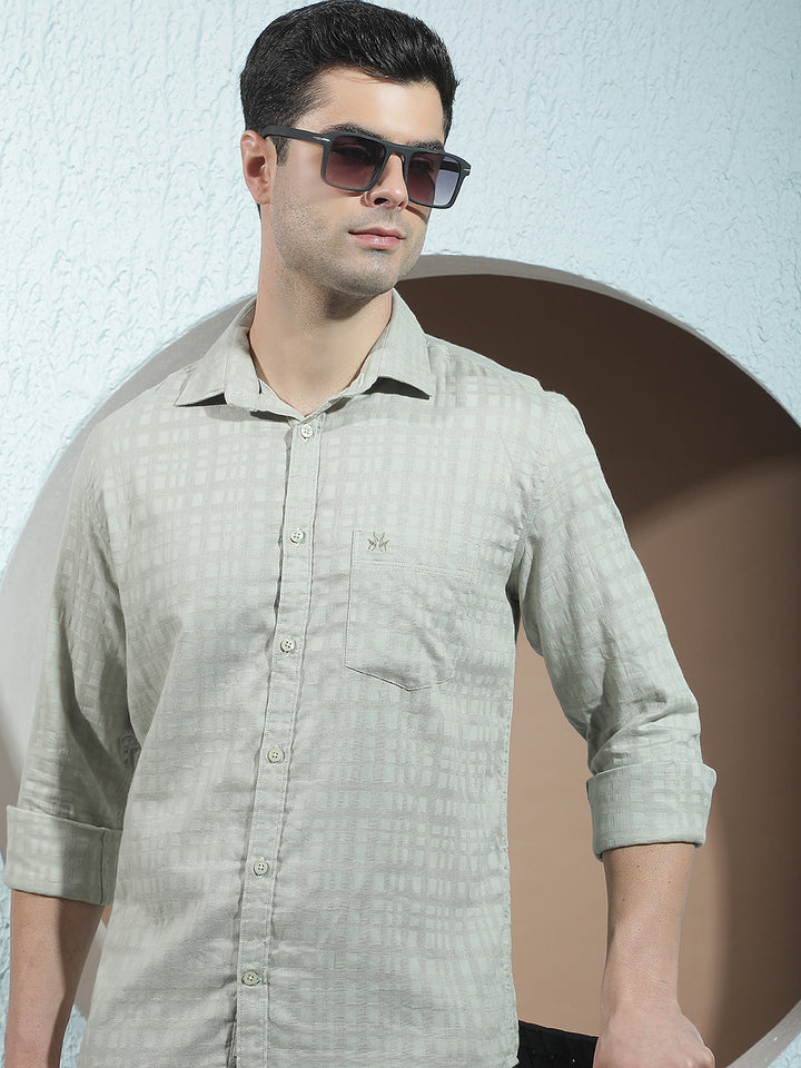 Green 100% Cotton Checked Shirt