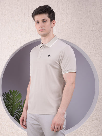 Beige Polo-Neck T-Shirt