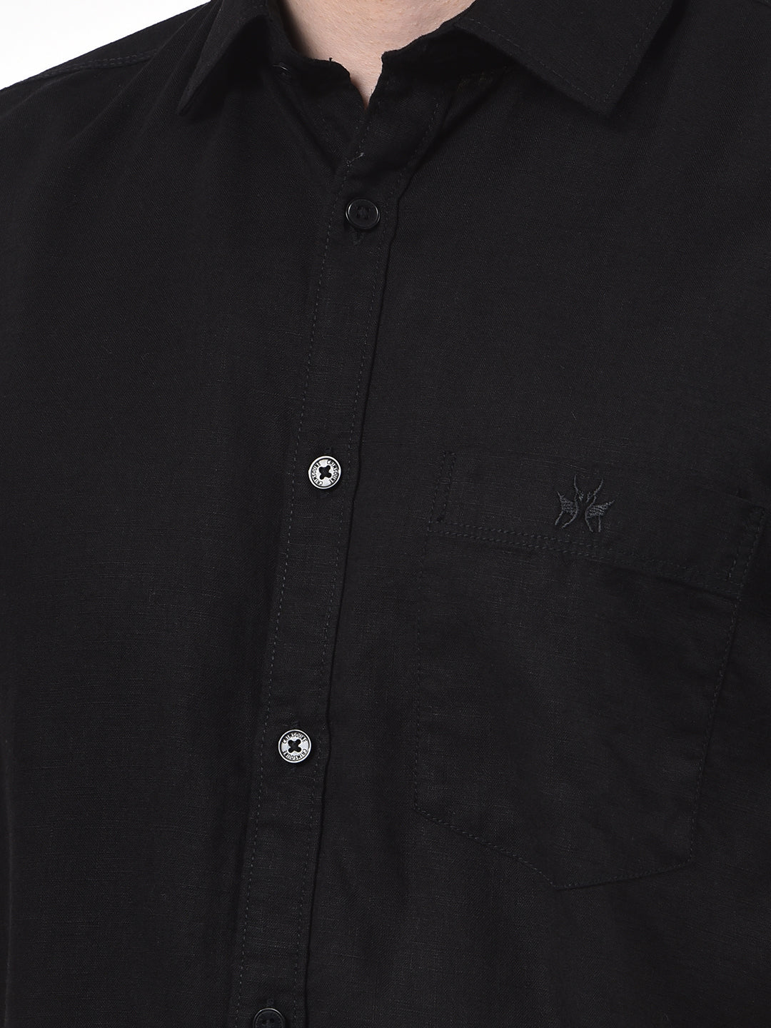 Soft Washed Linen Black Shirt