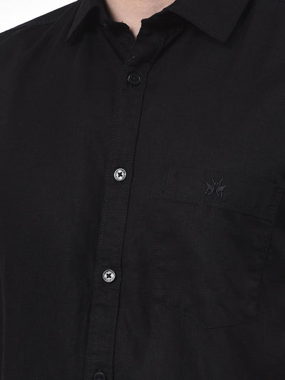 Soft Washed Linen Black Shirt