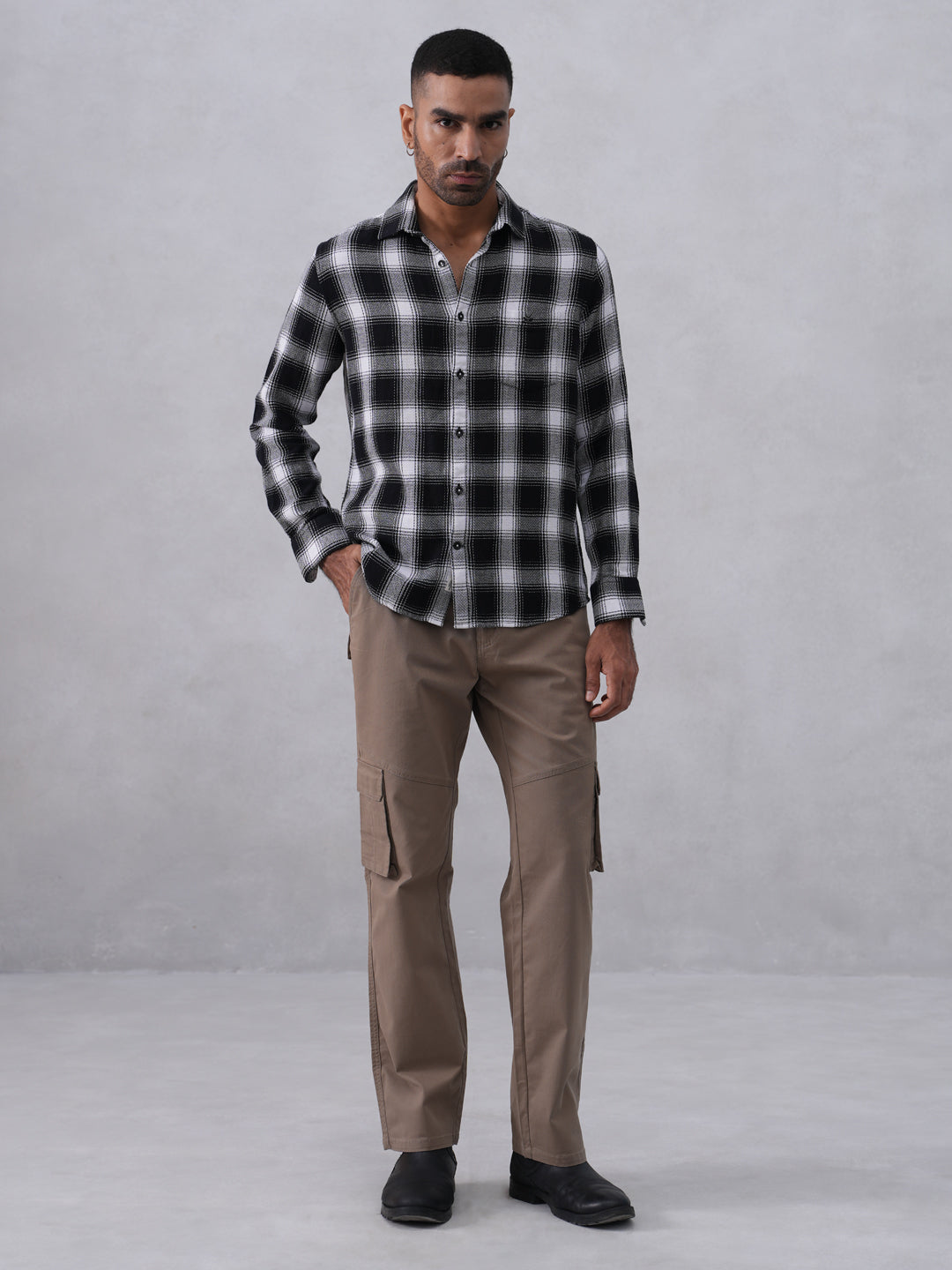 Black Checked 100% Cotton Shirt