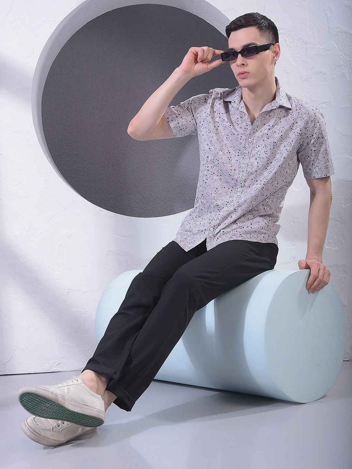Grey Floral Print Shirt