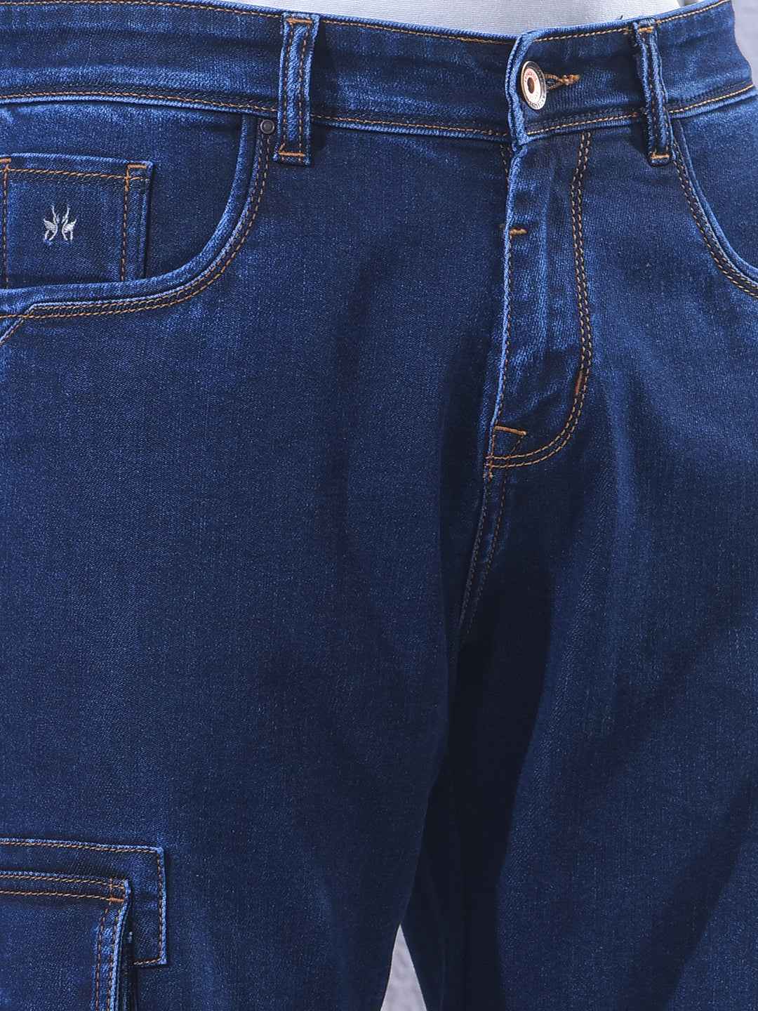 Blue Regular Cargo Jeans