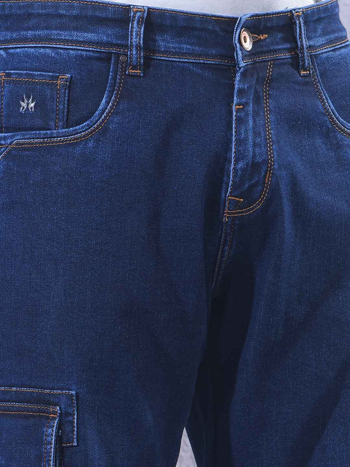 Blue Regular Cargo Jeans