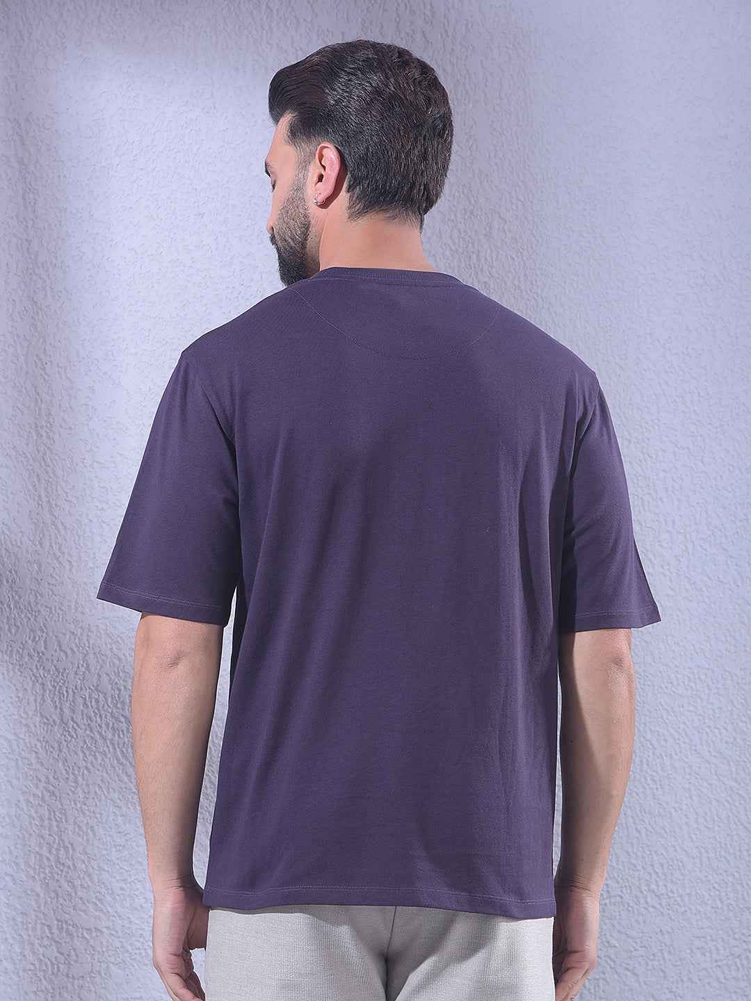 Purple 100% Cotton Oversize Brand Logo T-Shirt