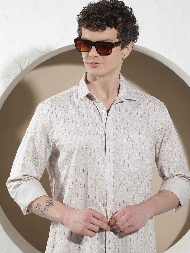 Classic Beige Printed Shirt