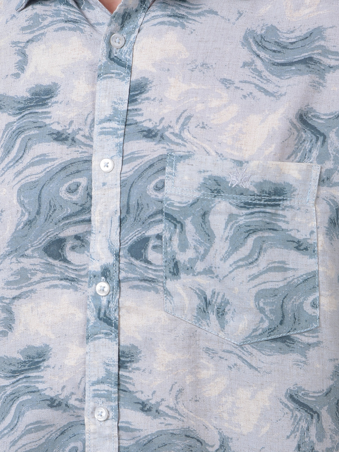 Blue Printed Linen Shirt