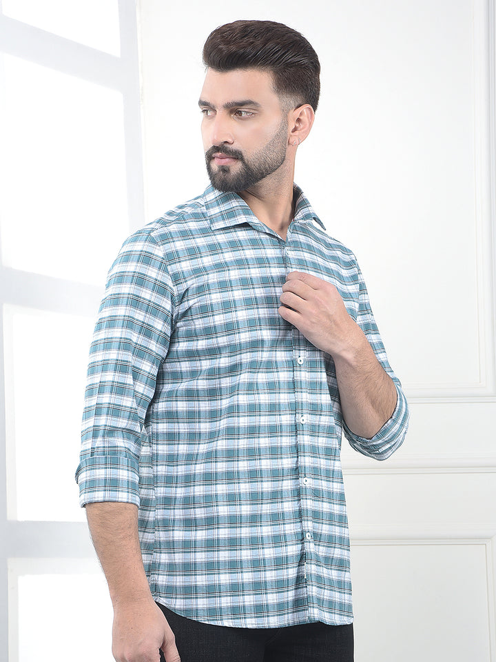 Zen Teal Check 100% Cotton Shirt