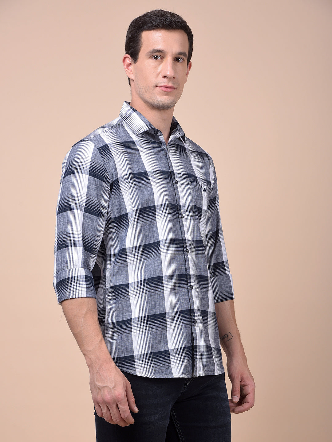 Blue Checked 100% Cotton Shirt