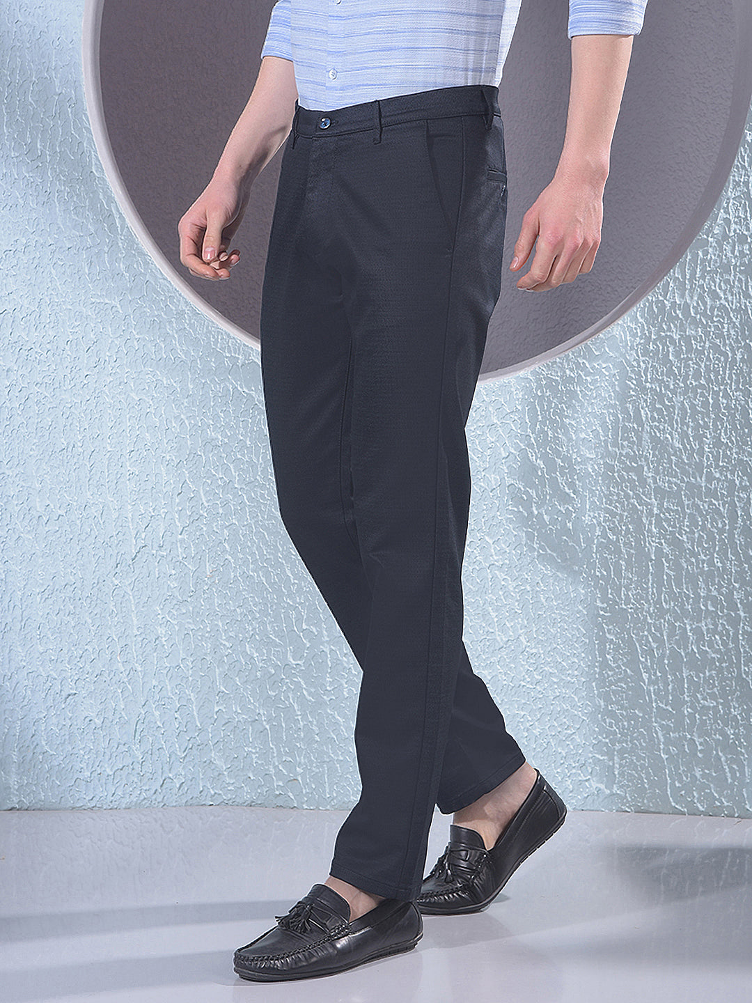 Navy Blue Printed Trousers