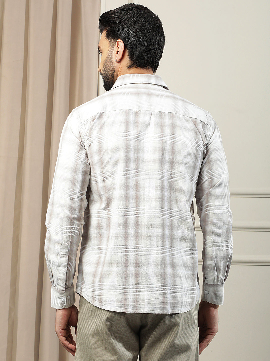 Purple Checked 100% Cotton Shirt