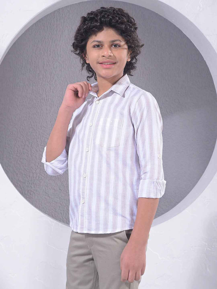 Purple Vertical Stripes 100% Cotton Shirt