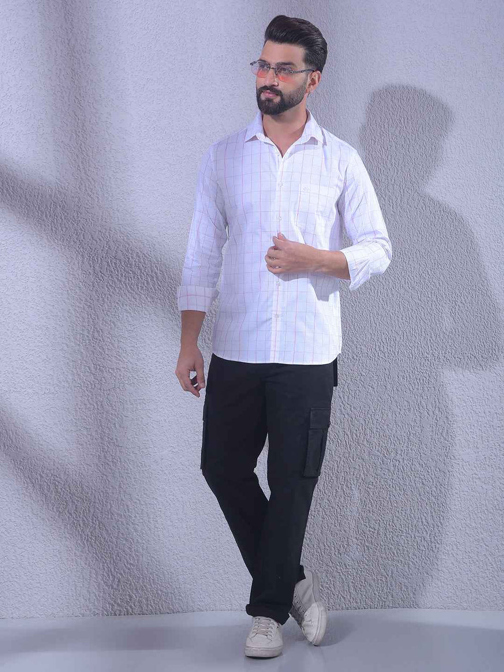 White Checked 100% Cotton Shirt