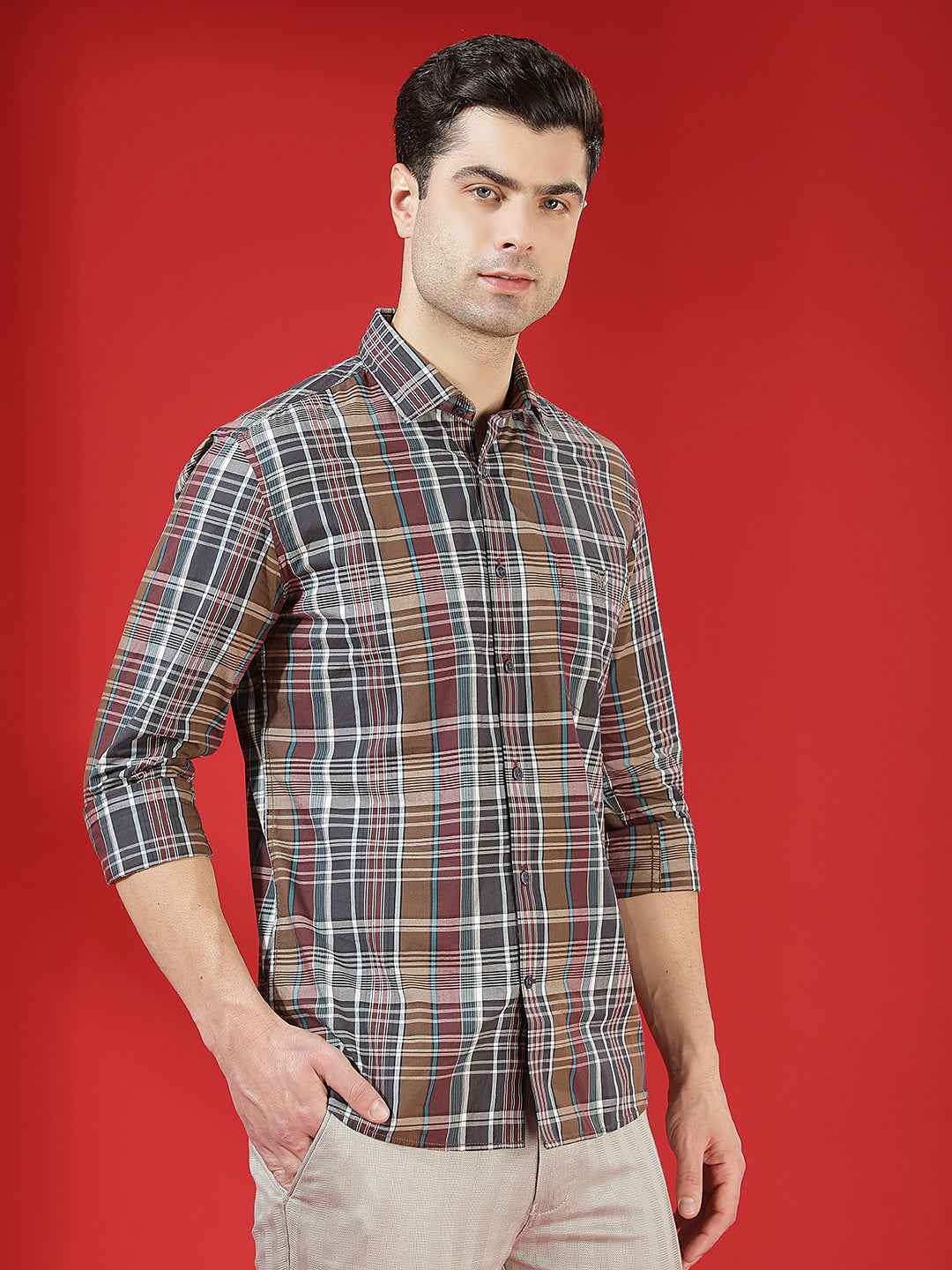 Multi-Color Checked 100% Cotton Shirt