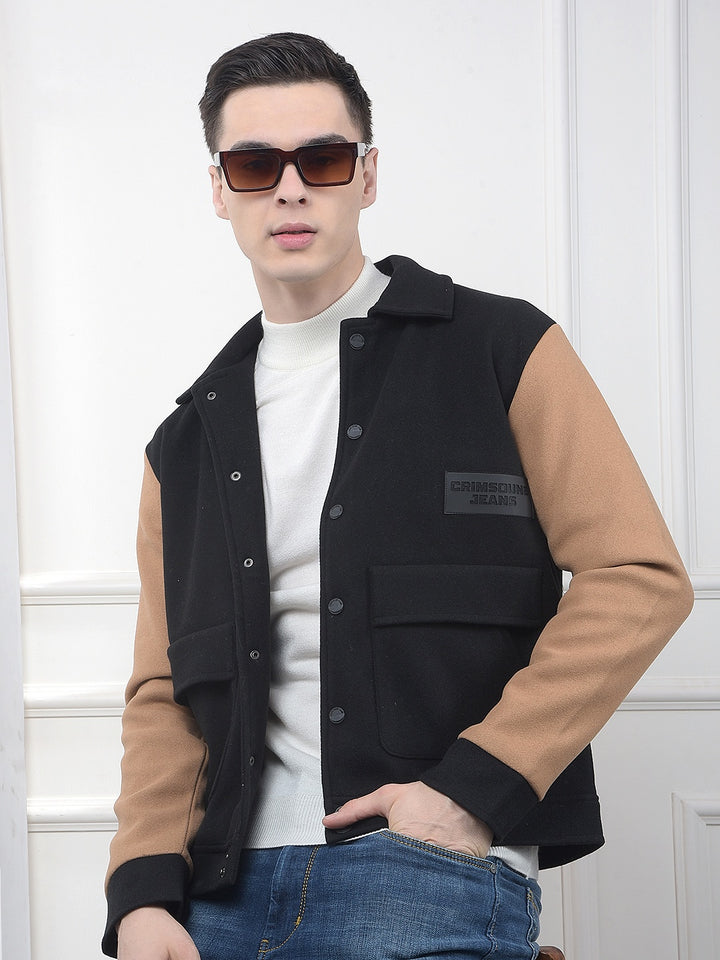 Black Color-Block Shacket