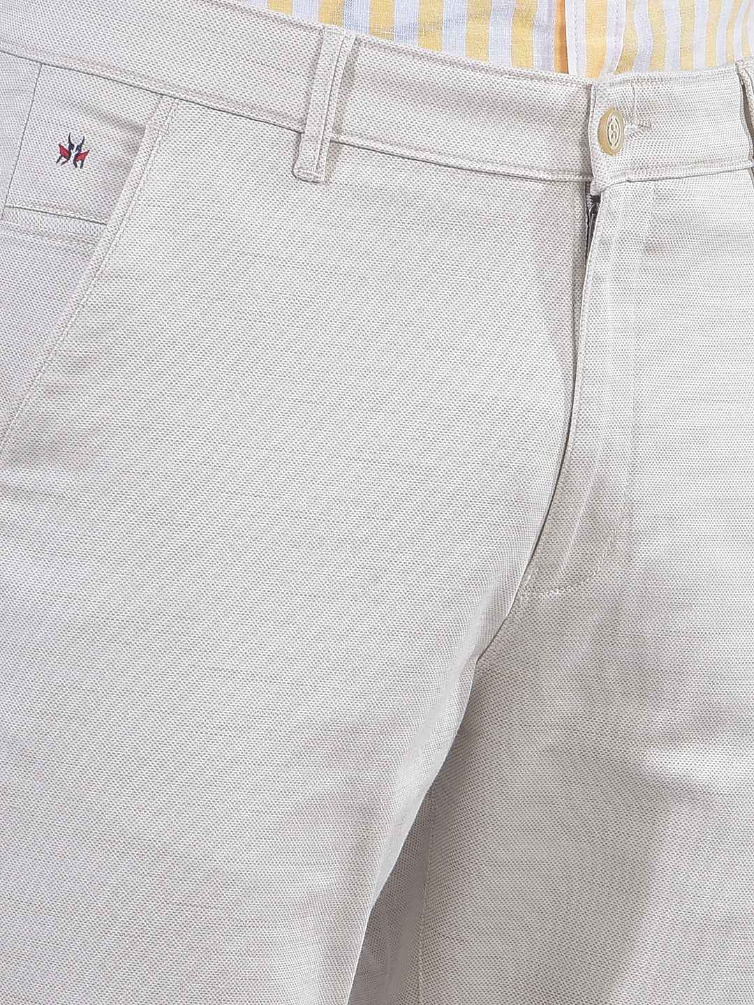 Beige Printed Trousers