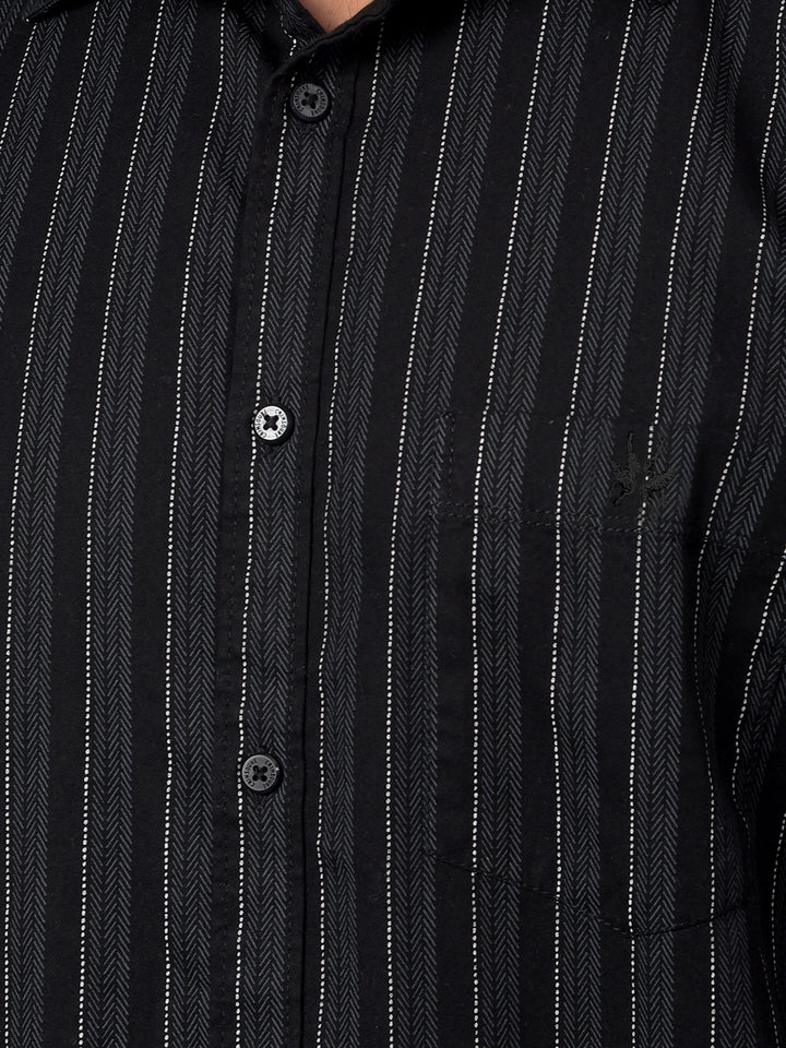 Black Vertical Stripes Shirt-Men Shirts-Crimsoune Club