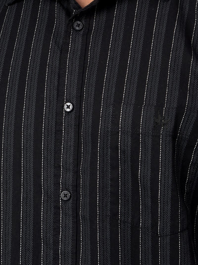 Black Vertical Stripes Shirt-Men Shirts-Crimsoune Club