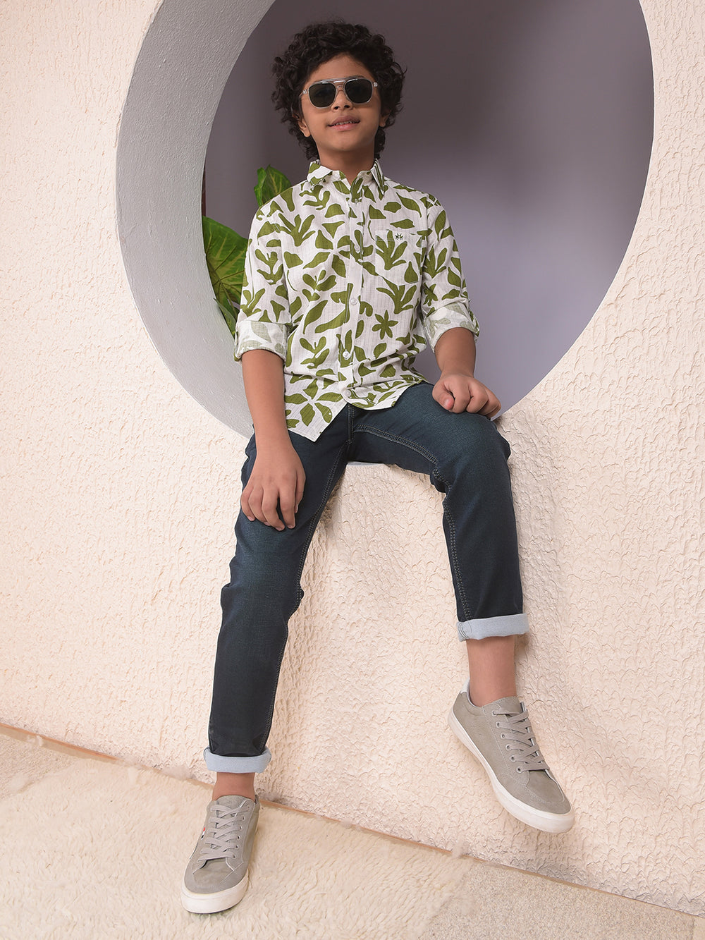 Green Floral Print Shirt