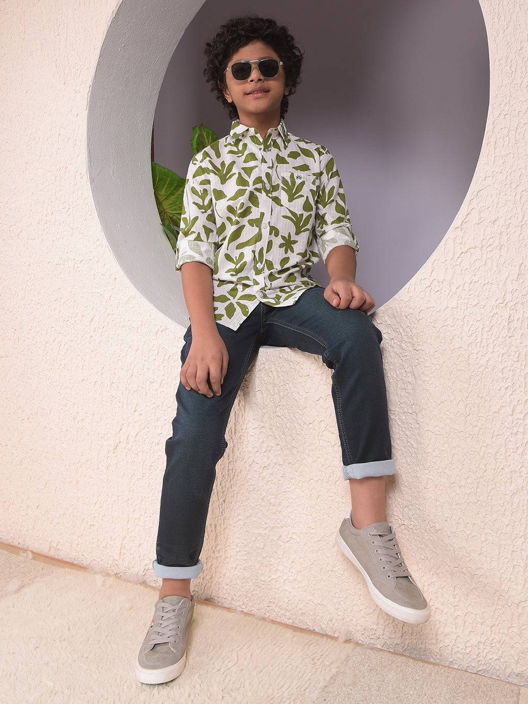 Green Floral Print Shirt