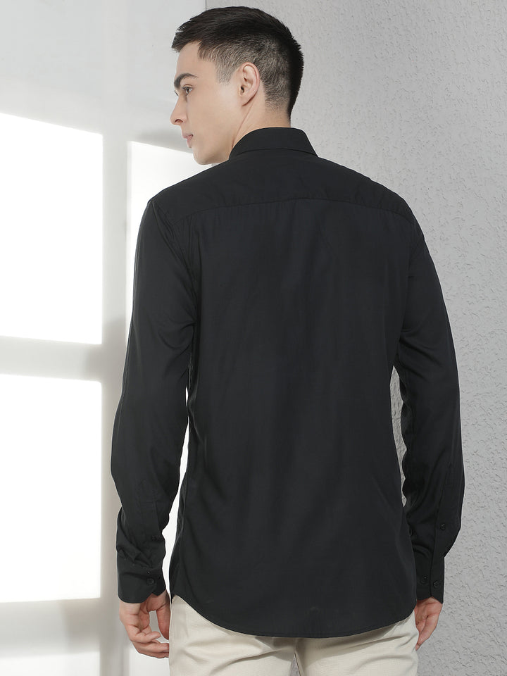 Sharp Jet Black Modal Shirt