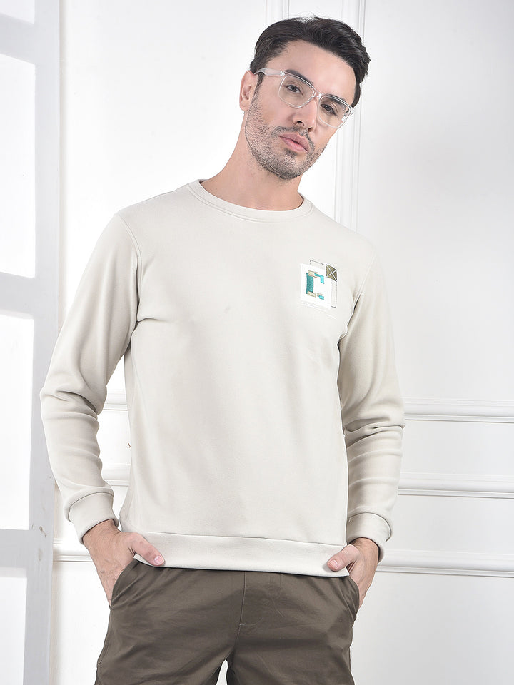 Beige Graphic Print Sweatshirt