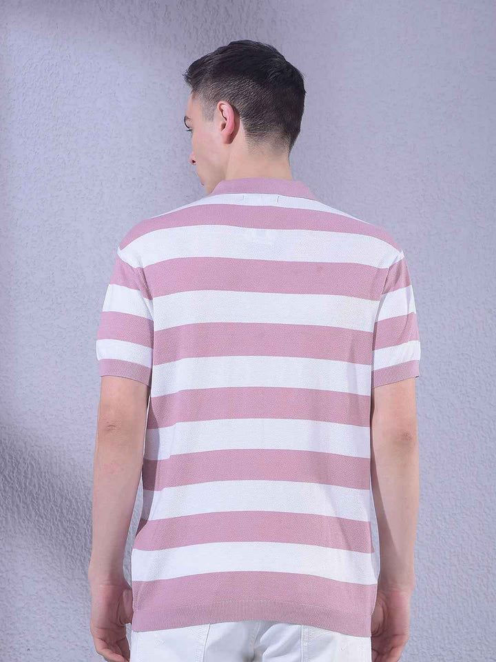 Pink Horizontal Striped T-Shirt