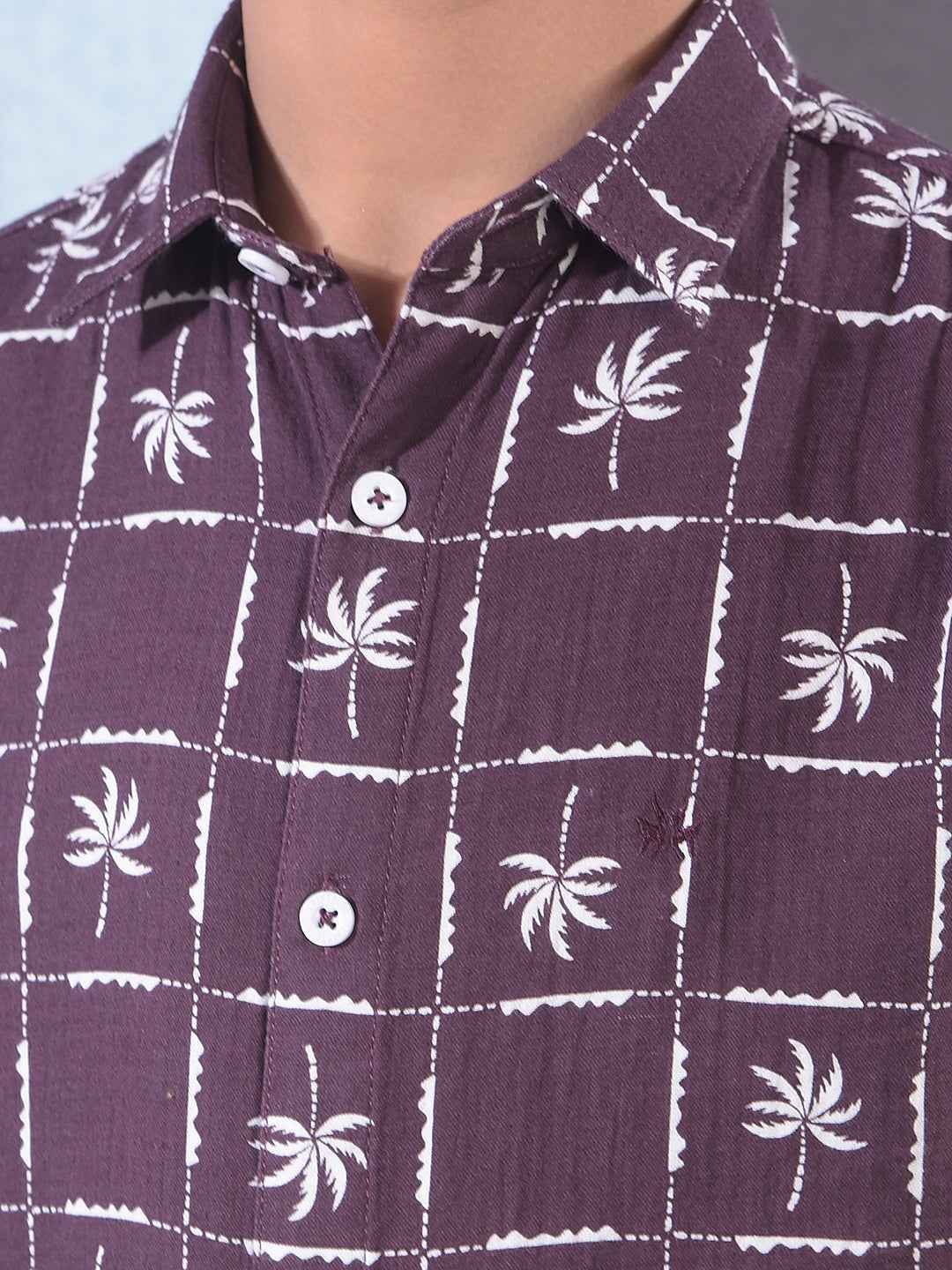 Wine Botanical Print 100% Cotton Shirt