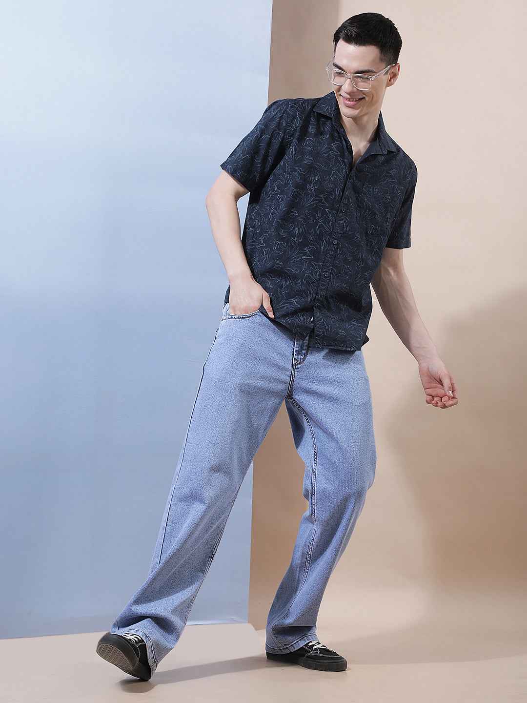 Navy Blue Printed Shirt