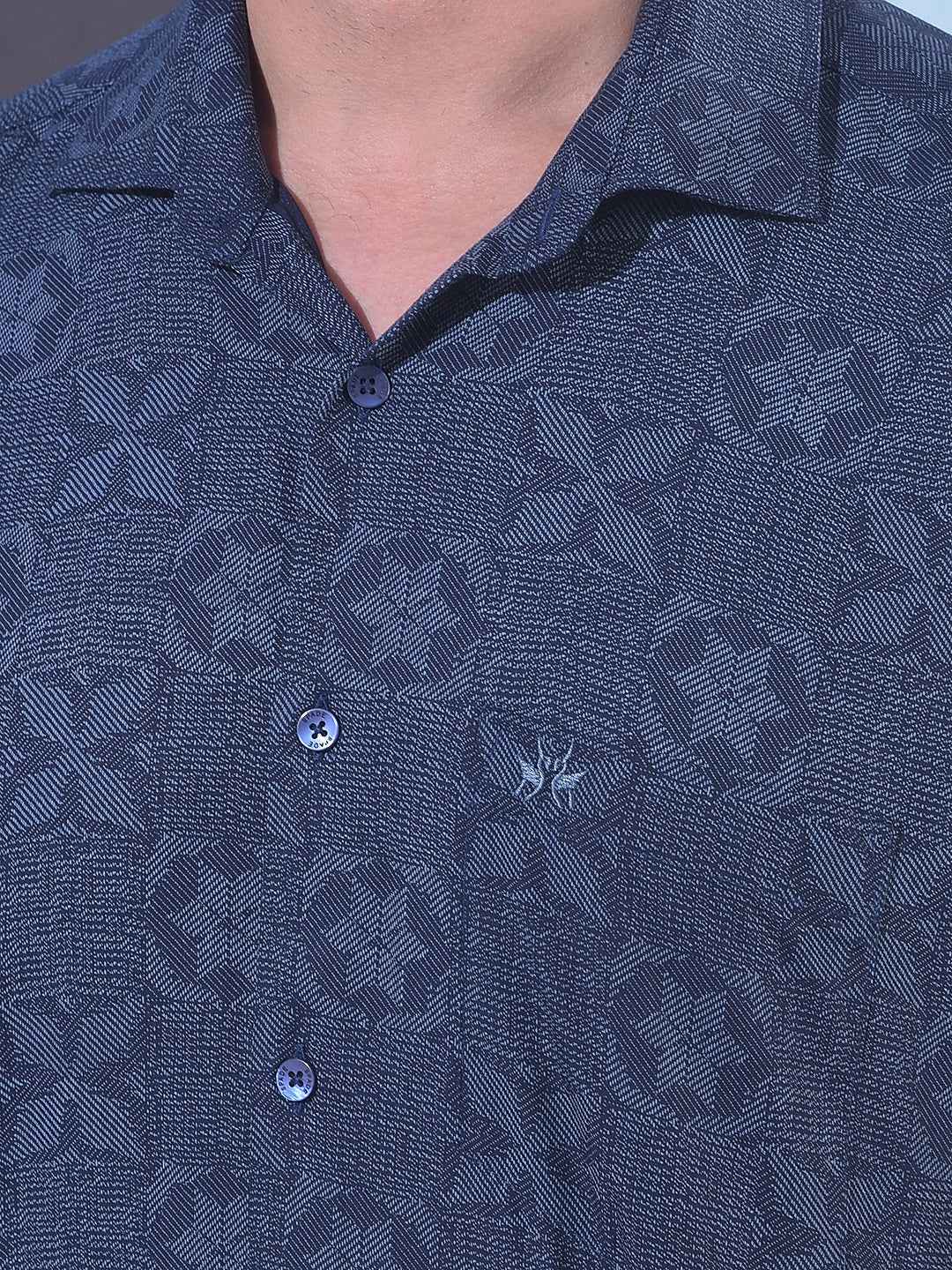 Navy Blue Printed Shirt