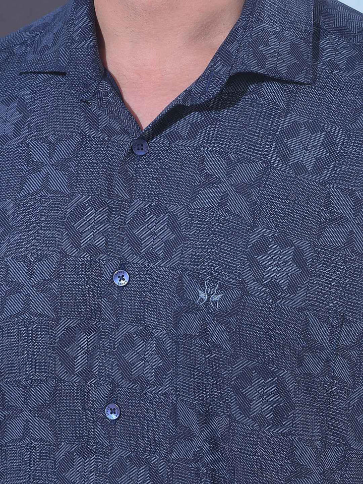 Navy Blue Printed Shirt