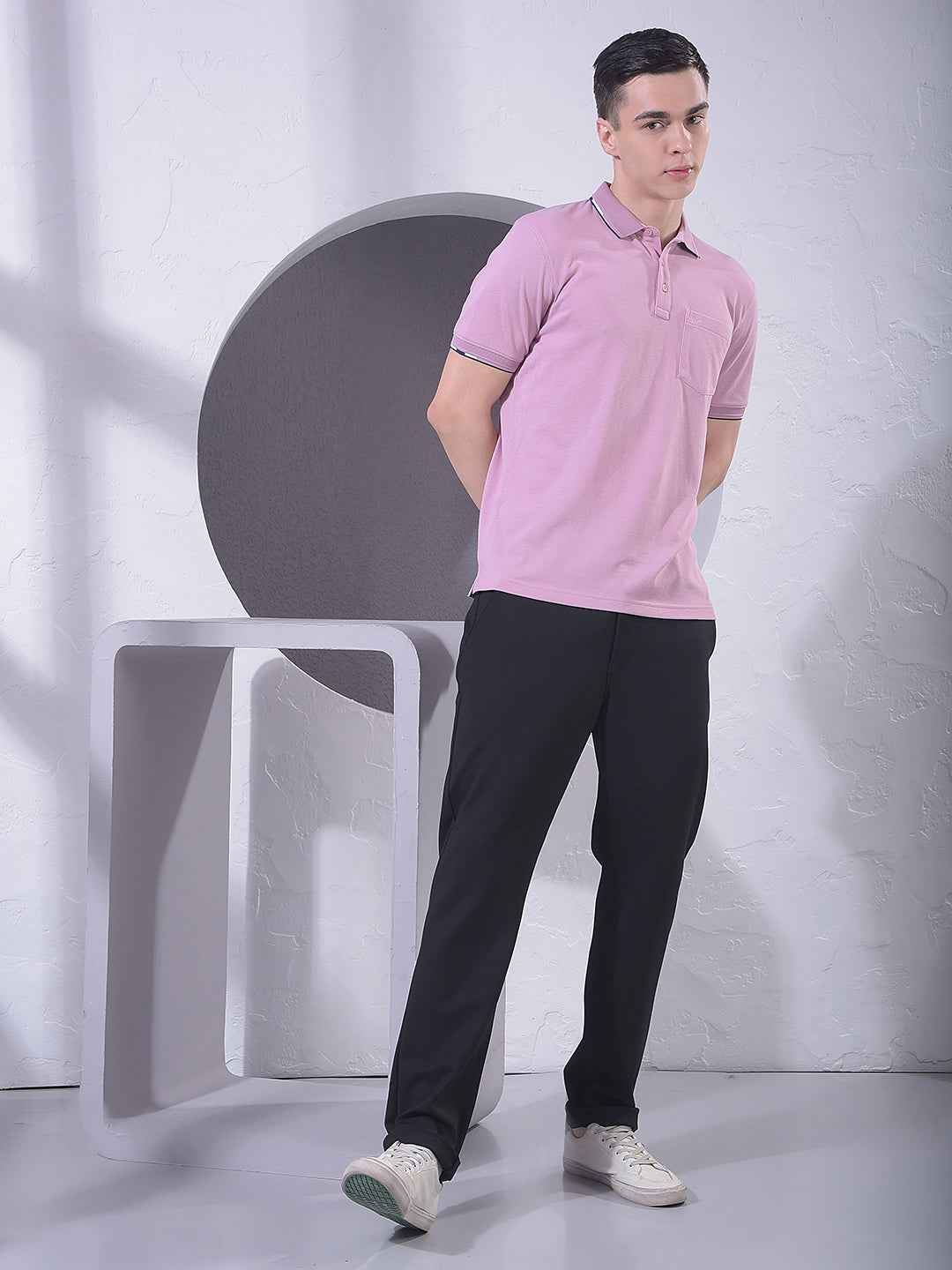 Pink Polo Neck T-Shirt