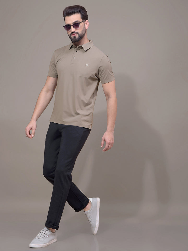 Grey Polo Neck T-Shirt-Men T-Shirts-Crimsoune Club