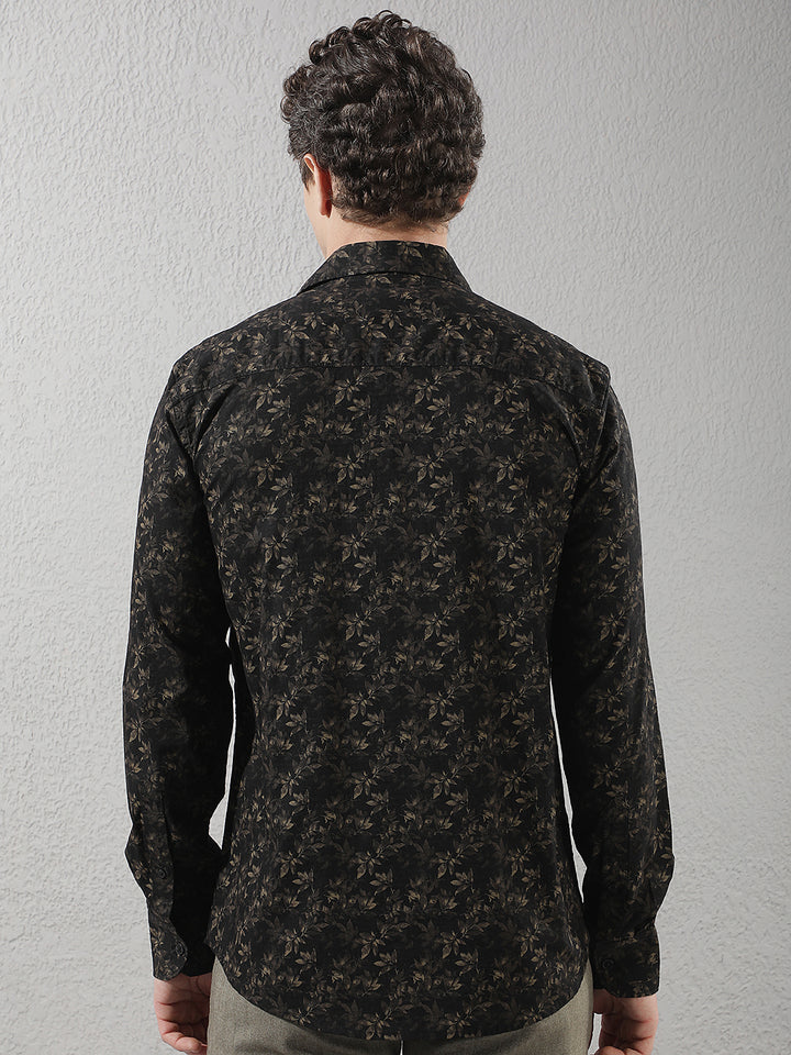 Brown Floral Printed Shirt