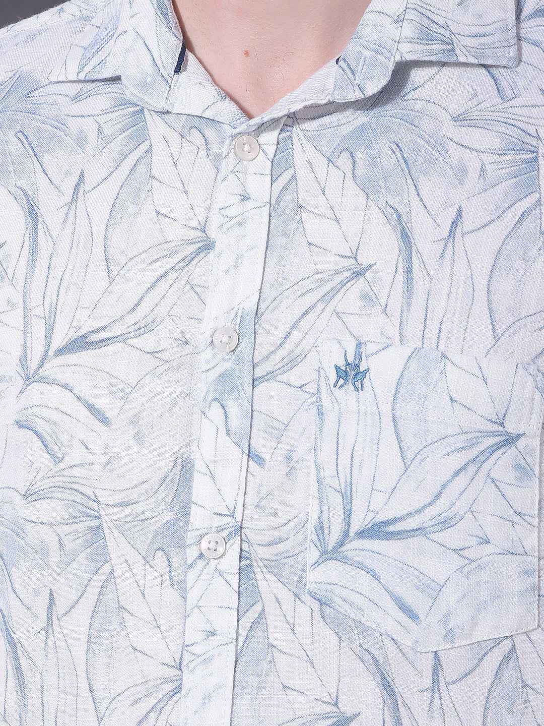 Blue Floral Print 100% Cotton Shirt