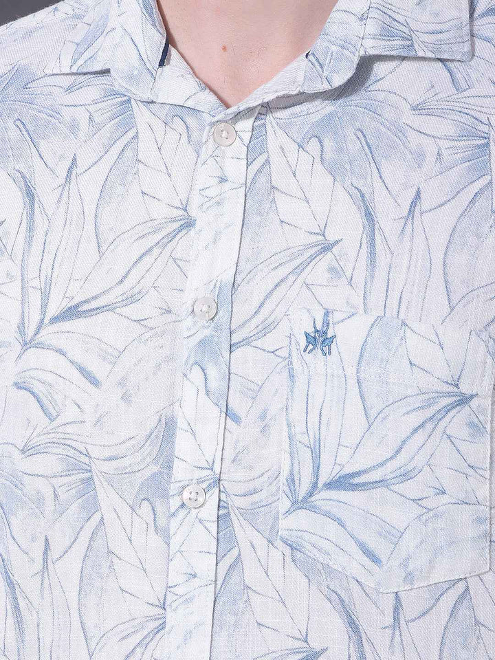 Blue Floral Print 100% Cotton Shirt