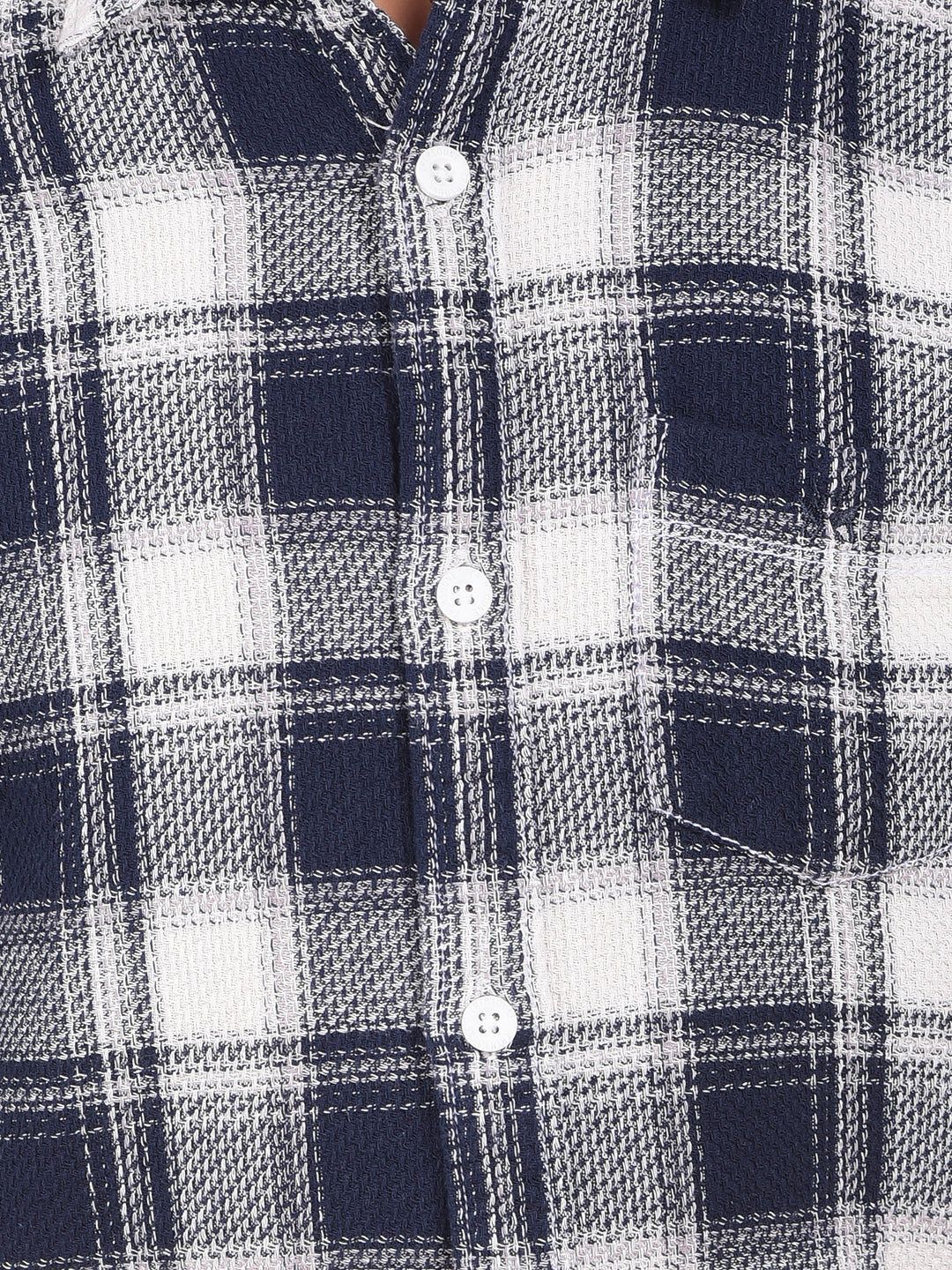 Navy Blue Checked 100% Cotton Shirt