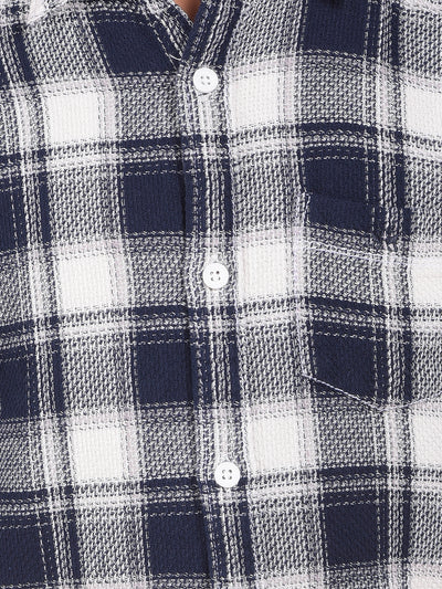 Navy Blue Checked 100% Cotton Shirt