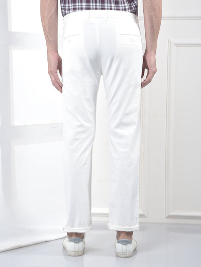 White Clean-Cut Straight Trousers