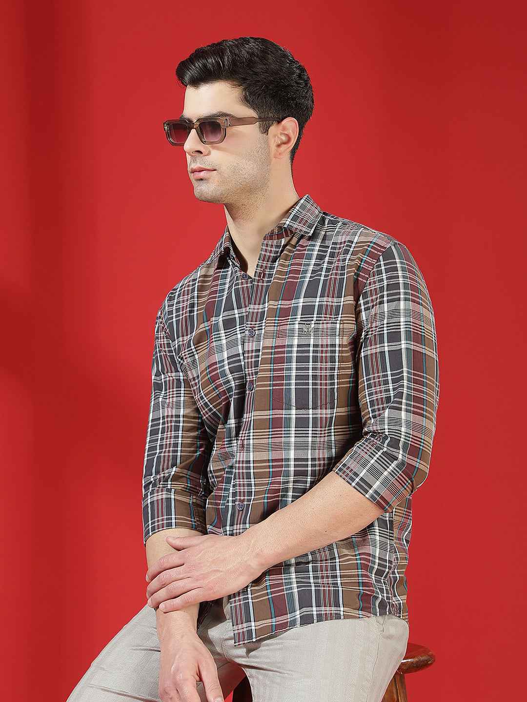 Multi-Color Checked 100% Cotton Shirt