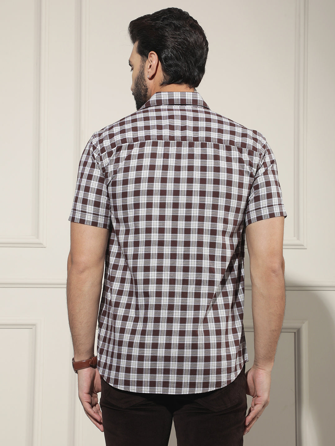 Purple Checked 100% Cotton Shirt