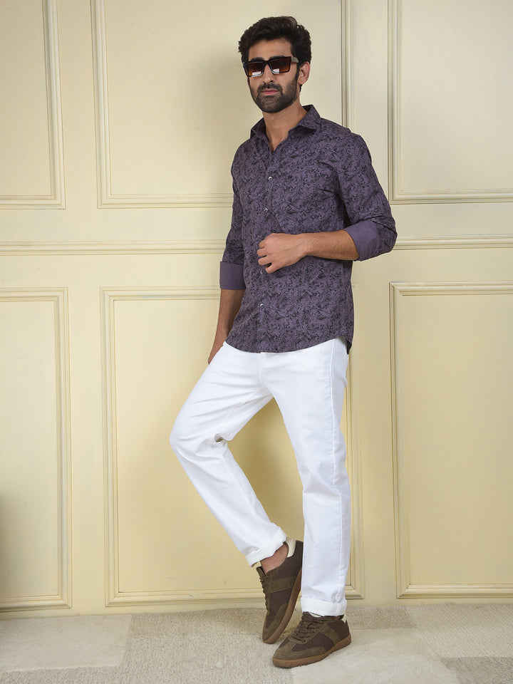 Purple Floral Print Shirt