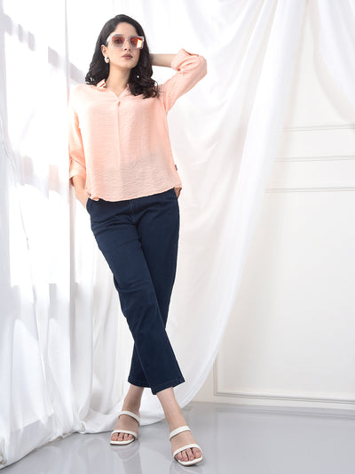 Blush Peach Airy Weave Fluid Fit Top