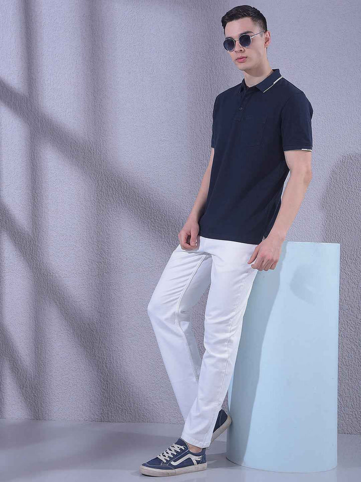 Navy Blue Polo Neck T-Shirt