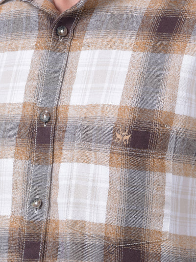 Brown Checked 100% Cotton Shirt