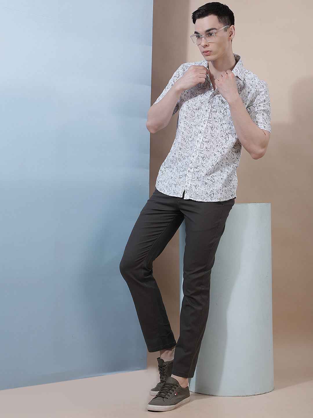 Off White Abstract Printed Shirt
