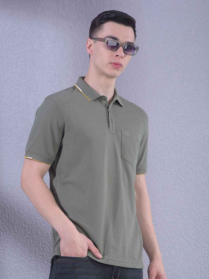 Olive Polo Neck T-Shirt